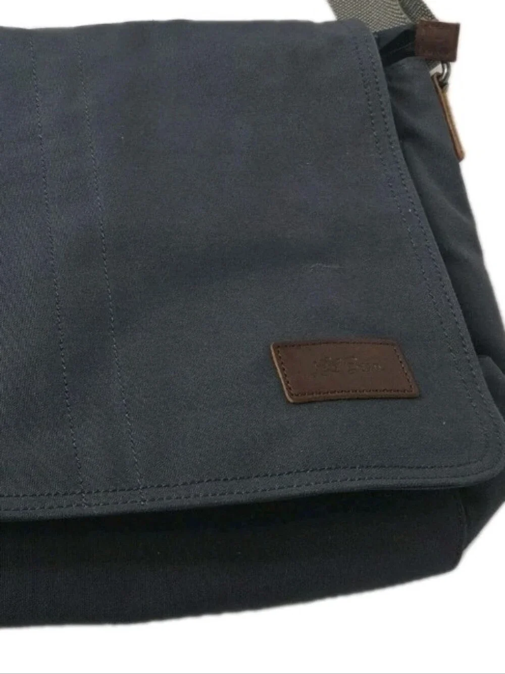 LL Bean Gray Canvas Messenger Bag with Adjustable Strap